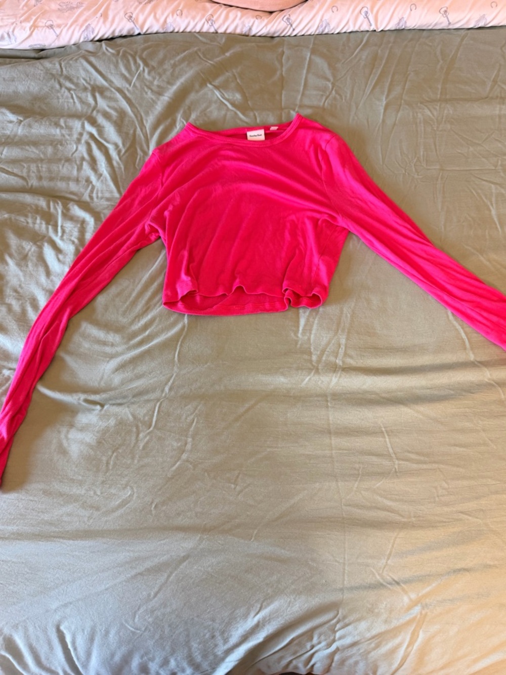 Sunday Best Hot Pink Long Sleeve Crop Top